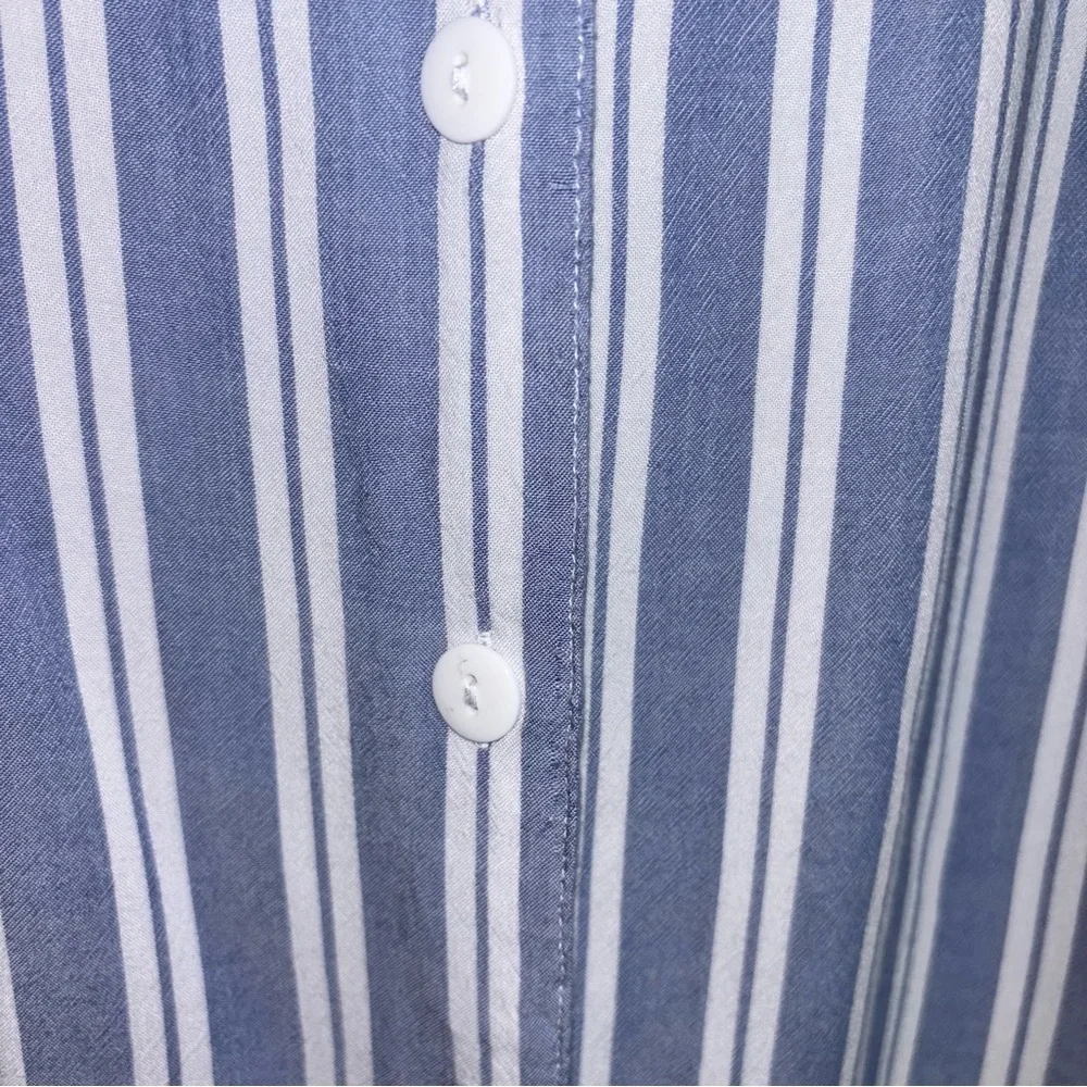 2/$30 Max Studio Sleepwear Women’s XL Blue White Striped Shirt Dress Buttons - Picture 8 of 10